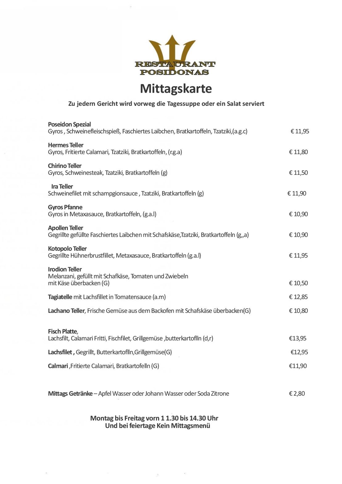 Mittags Karte